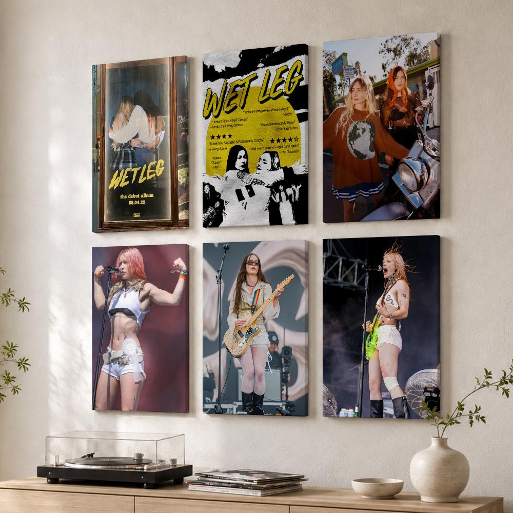 Live Rock - W-Wet Leg Rockband, een stoer schilderij