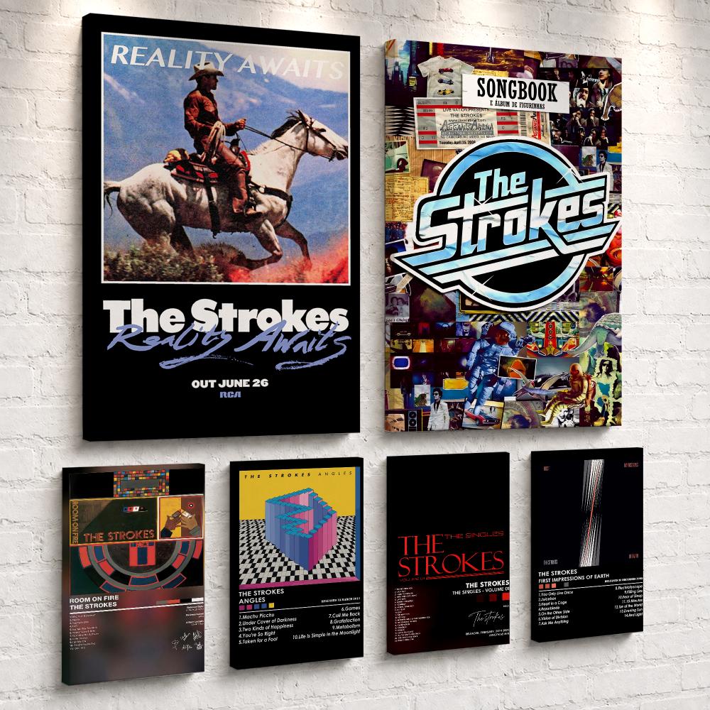 Live Rock - Rockbandalbum The S-Strokes, ingelijste wanddecoratie, canvasposter,