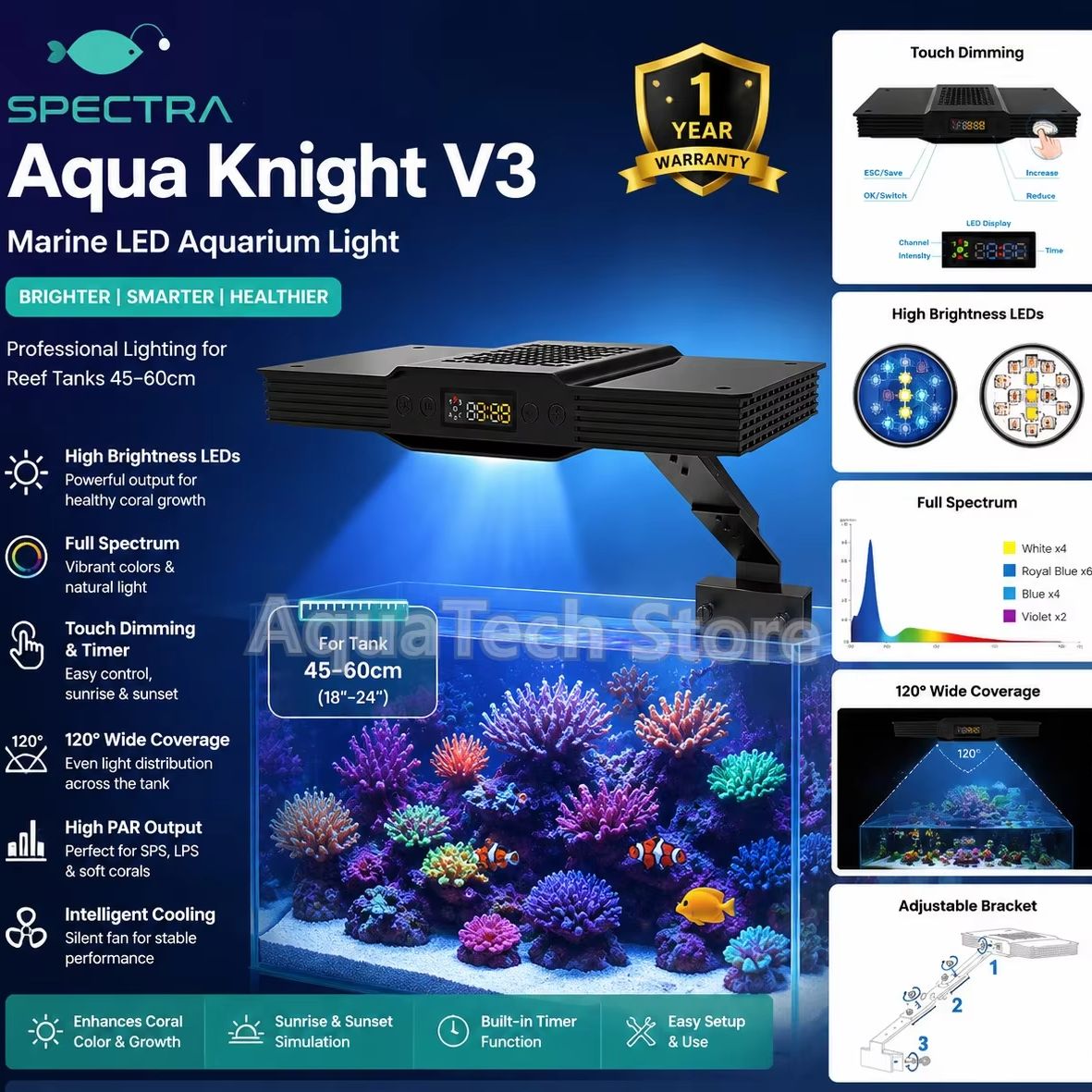 Spectra Aqua Knight V3 75W pro - Marine Coral recensie en prijs